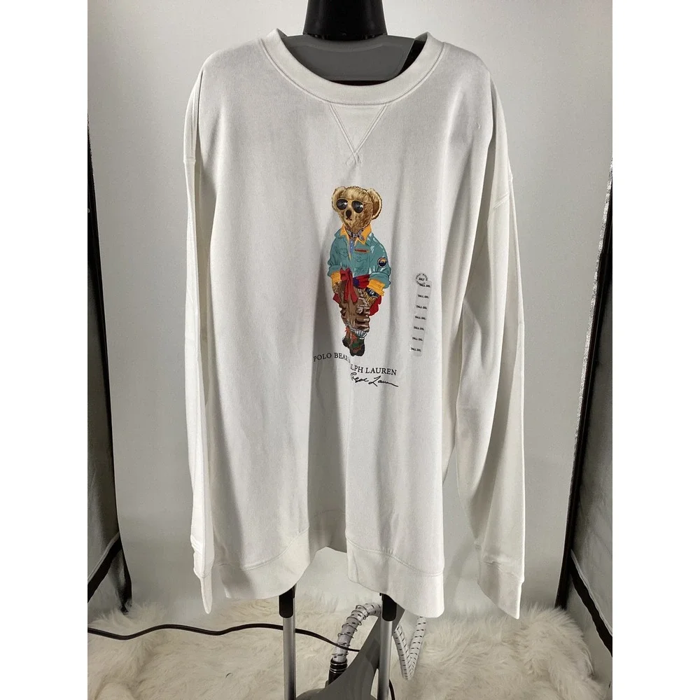 Polo Ralph Lauren Polo Bear White Fleece Sweatshirt 3XLT New With Tags